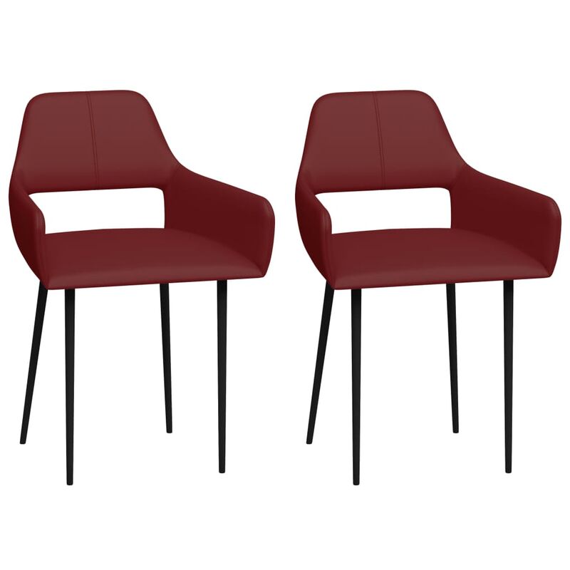 

sillas de comedor 2 unidades cuero sintético rojo vino tinto - Rogal