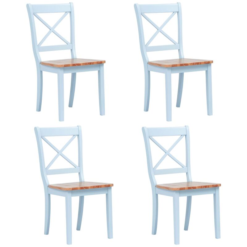 

sillas de comedor 4 ud madera maciza caucho gris y madera claro - Rogal