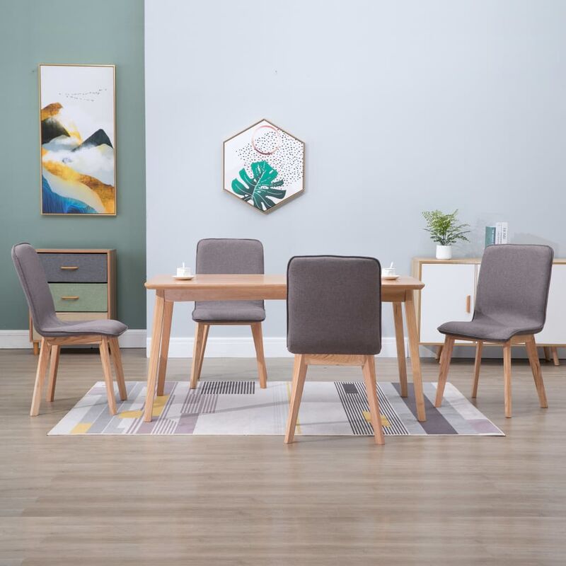 

Rogal sillas de comedor 4 uds tela gris topo y madera maciza de roble Rogal