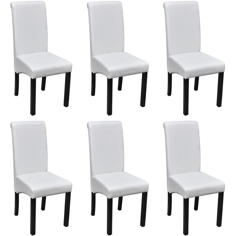 

sillas de comedor 6 unidades de cuero artificial blanco - Rogal