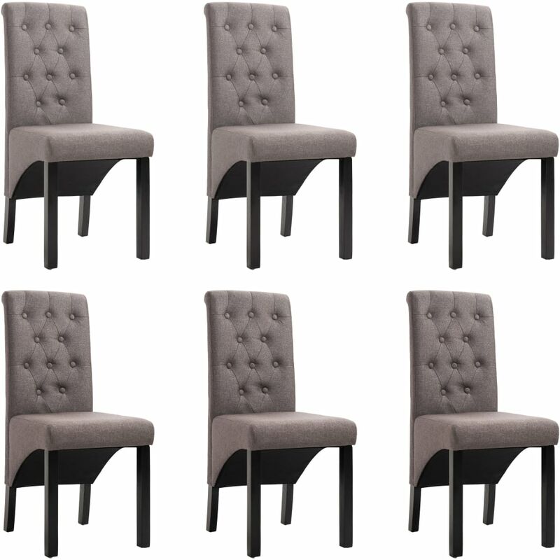 

sillas de comedor 6 unidades de tela gris taupe - Rogal