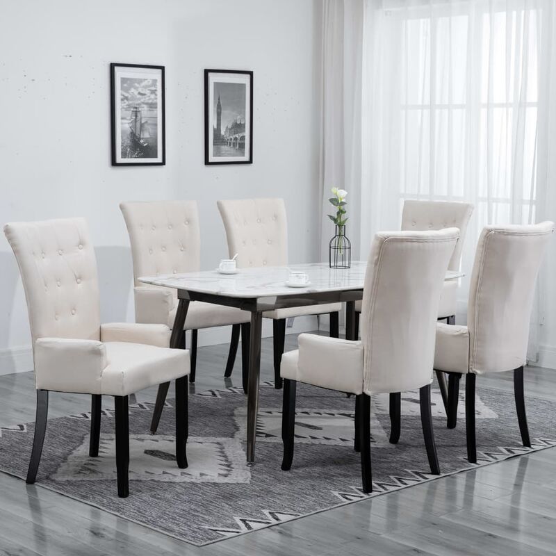 

Rogal sillas de comedor con reposabrazos 6 unidades de tela beige Rogal