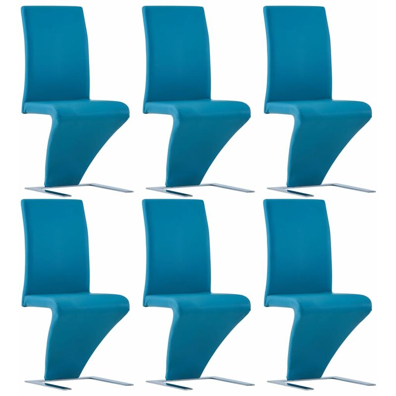 

sillas de comedor forma de zigzag 6 uds cuero sintético azul - Rogal