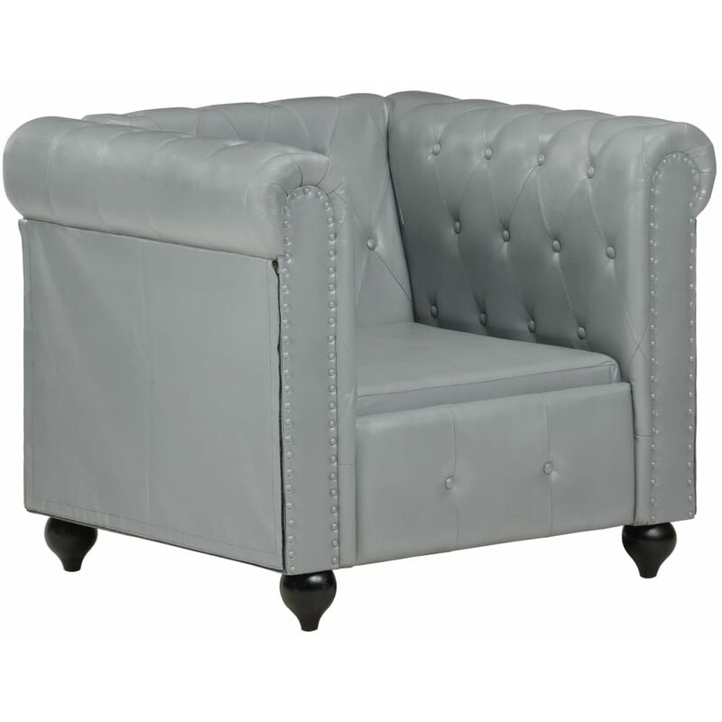 

Rogal - sillón chesterfield de cuero auténtico gris