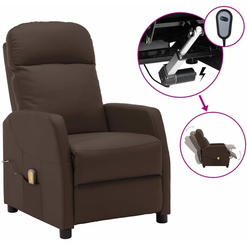 

Rogal - sillón de masaje eléctrico reclinable cuero sintético marrón