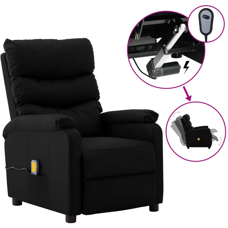 

sillón de masaje reclinable eléctrico de cuero sintético negro - Rogal