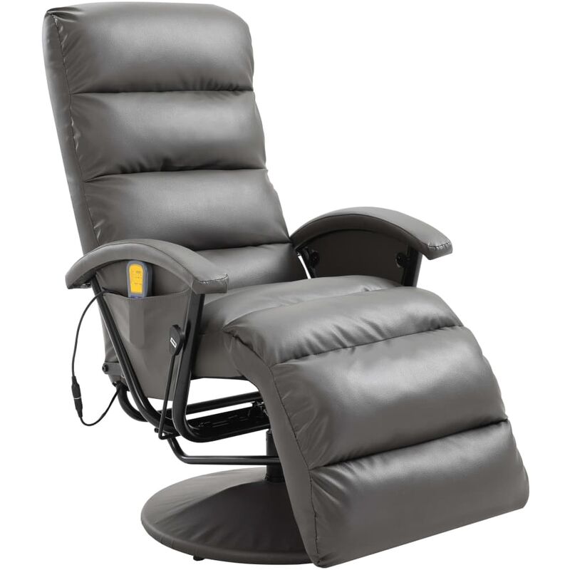 

sillón de masaje reclinable para tv cuero sintético gris - Rogal