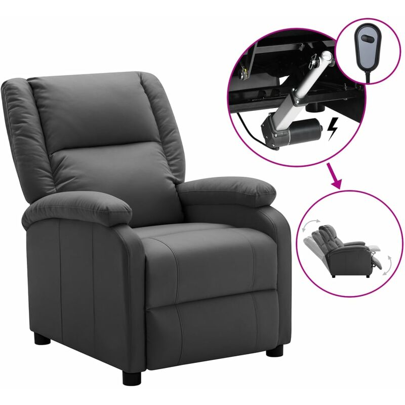 

sillón eléctrico reclinable cuero sintético antracita - Rogal