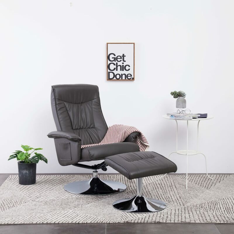 

Rogal - sillón reclinable con reposapiés cuero sintético gris