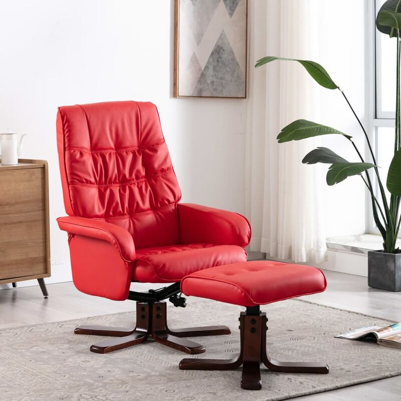 

Rogal - sillón reclinable con reposapiés de cuero sintético rojo