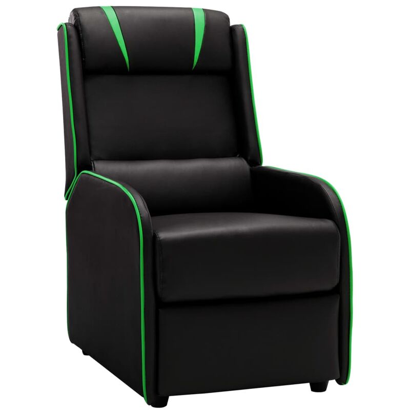 

sillón reclinable de cuero sintético negro y verde - Rogal