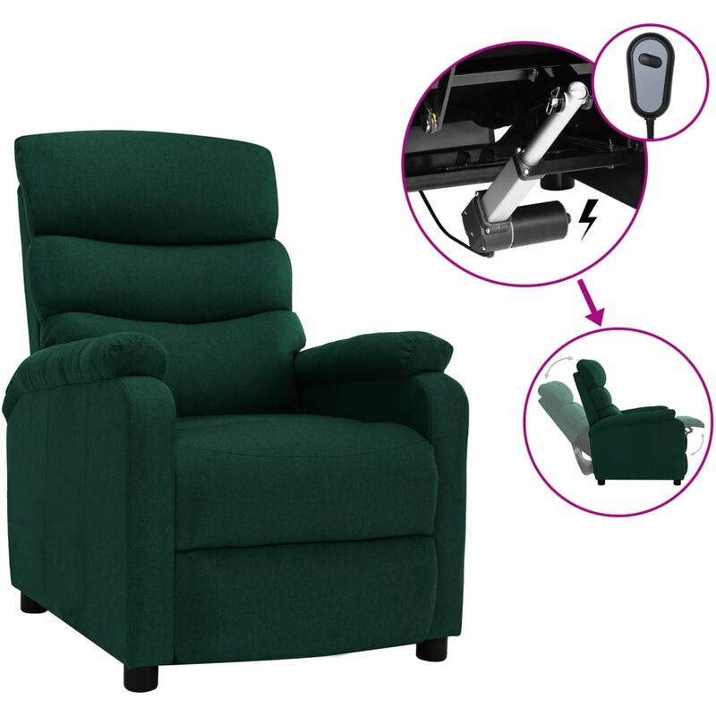 

sillón reclinable eléctrico tela verde oscuro - Rogal