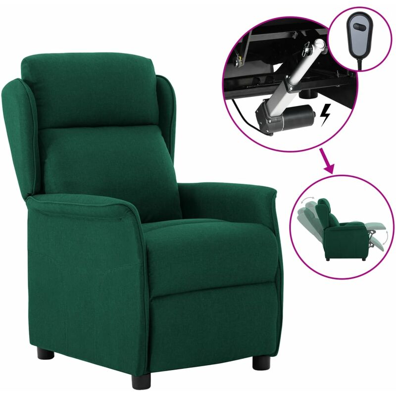 

sillón reclinable eléctrico tela verde oscuro - Rogal