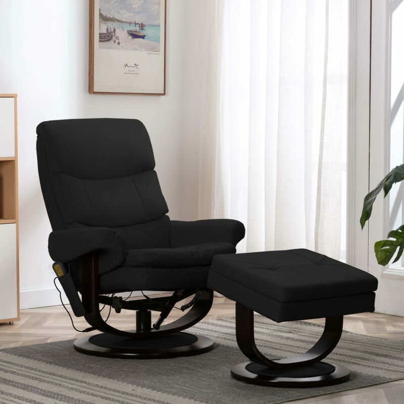 

sillón reclinable masaje cuero sintético y madera curvada negro - Rogal