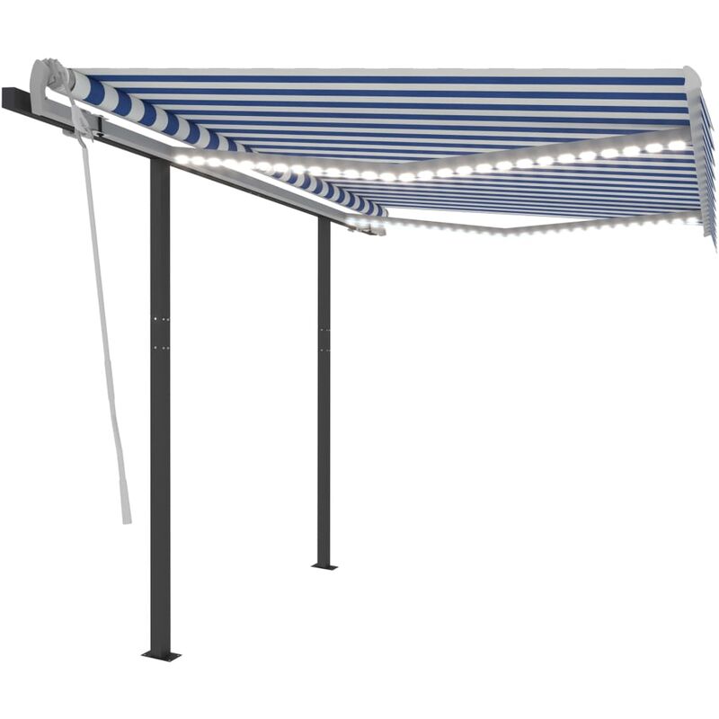 

toldo automático con led sensor de viento azul y blanco 3x2,5 m - Rogal