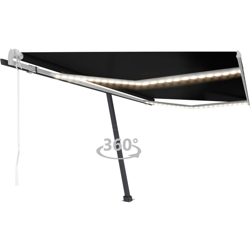 

toldo automático led sensor de viento gris antracita 450x350 cm - Rogal