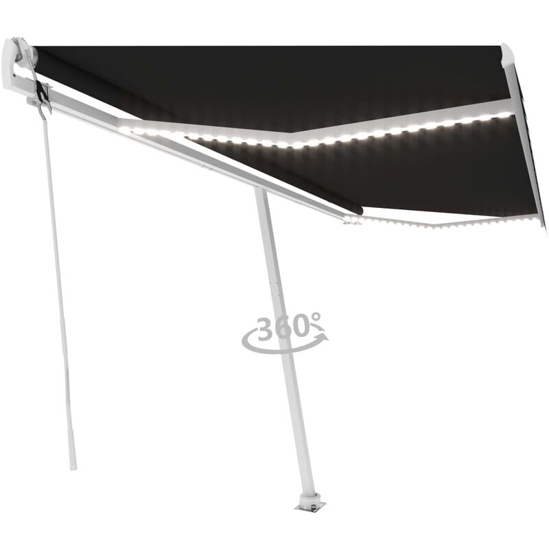 

toldo automático led sensor de viento gris antracita 500x350 cm - Rogal