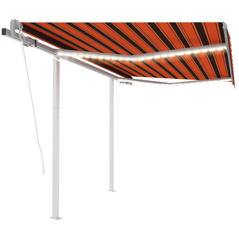 

toldo automático led sensor de viento naranja marrón 3,5x2,5 m - Rogal