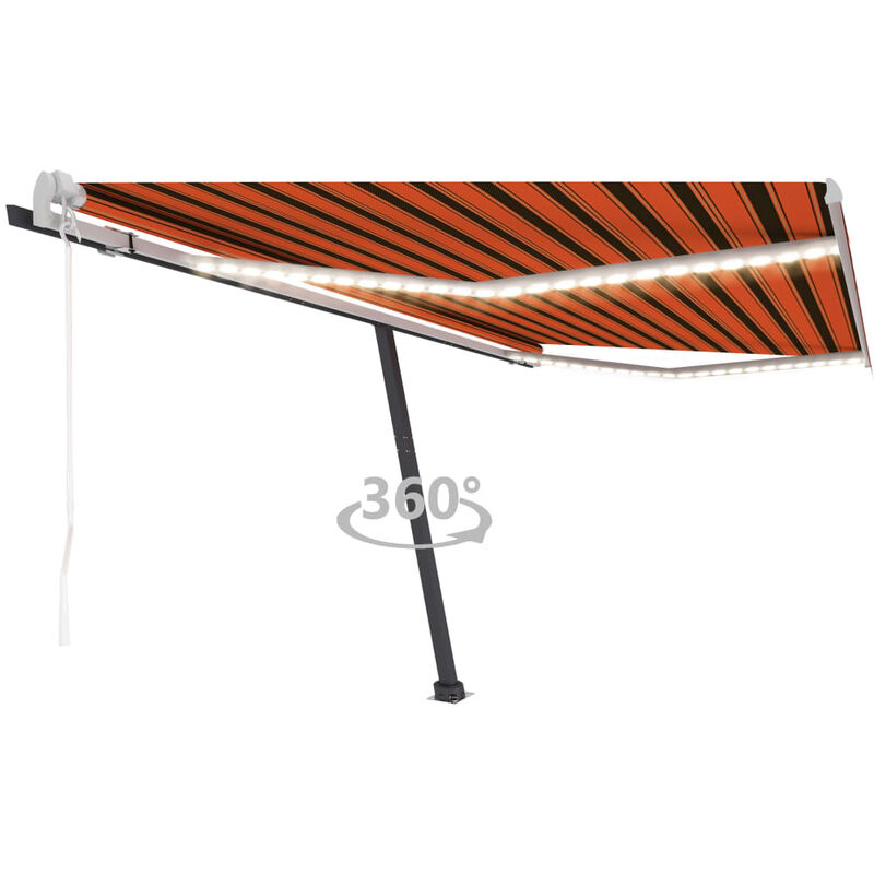 

toldo automático led sensor de viento naranja marrón 450x300 cm - Rogal