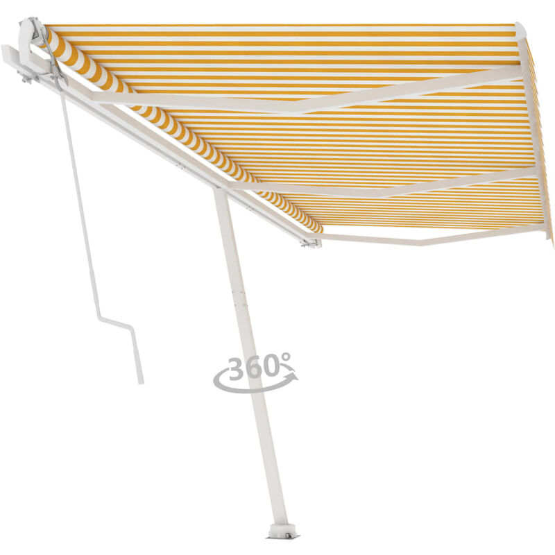 

toldo de pie automático amarillo y blanco 600x350 cm - Rogal