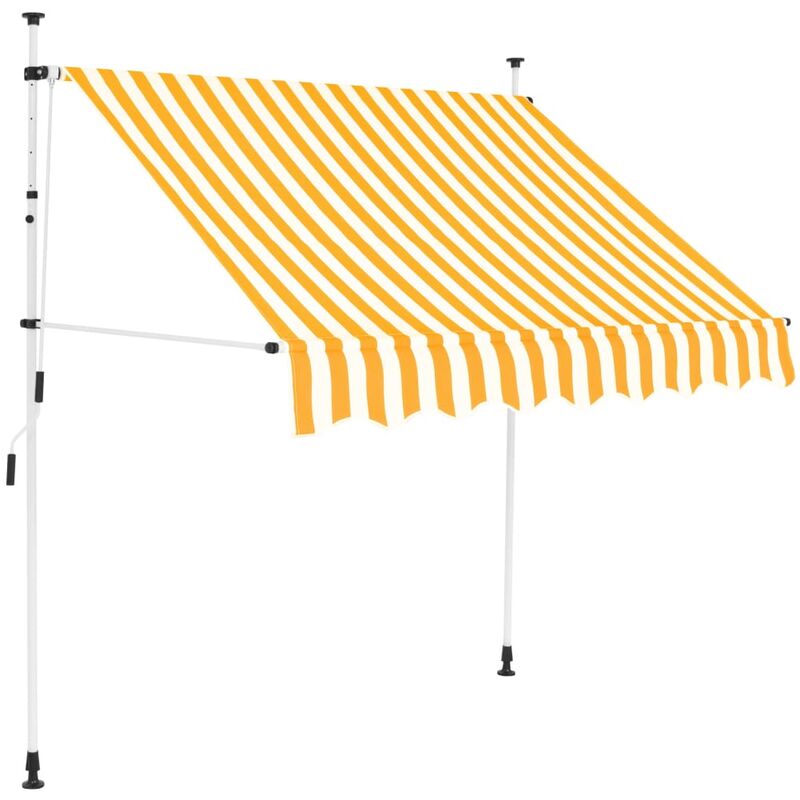 

toldo manual retráctil 200 cm naranja y blanco a rayas - Rogal