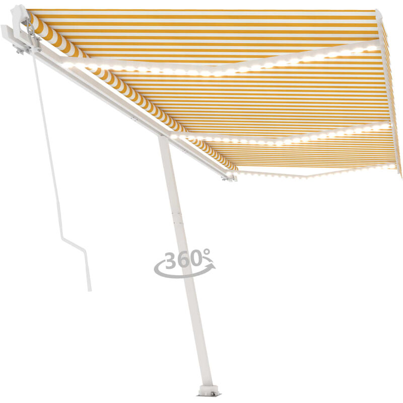 

toldo manual retráctil con led amarillo y blanco 600x300 cm - Rogal