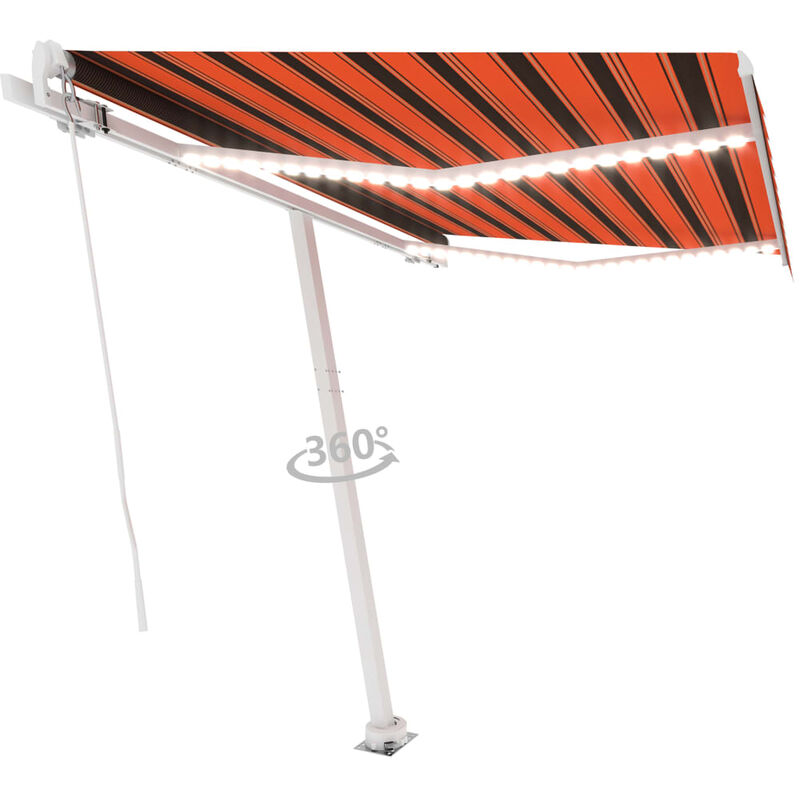 

toldo manual retráctil con led naranja y marrón 300x250 cm - Rogal