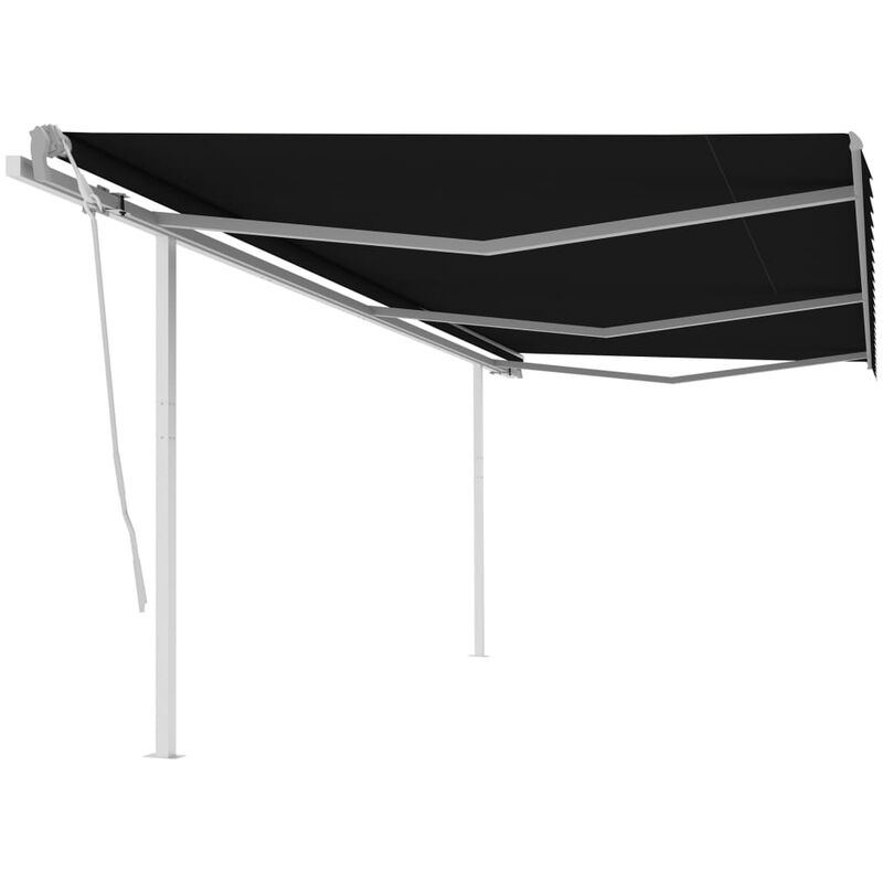 

toldo manual retráctil con postes gris antracita 6x3,5 m - Rogal