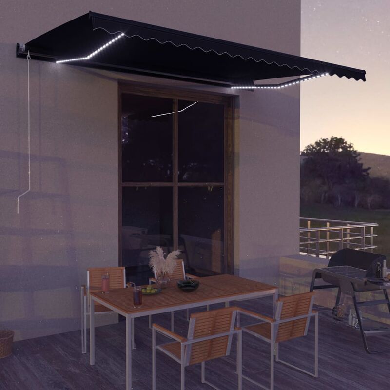 

toldo retráctil manual con led gris antracita 500x300 cm - Rogal