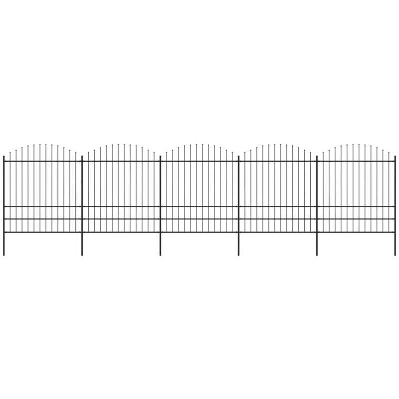 

valla de jardín con puntas de lanza acero negro (1,75-2)x8,5 m - Rogal