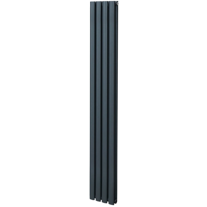 Monster-shop - Röhrenheizkörper Oval 1800 X 240mm Vertikaler Wandheizkörper Paneelheizkörper Matt Anthrazit Grau Kohlenstoffstahl Wohn- Badezimmer