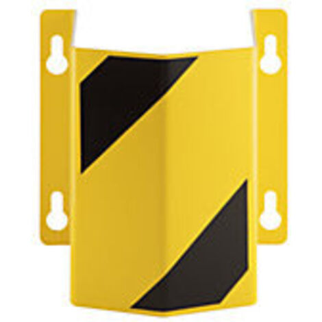 Rohrschutz, Wandbefestigung, Stahlrohr 48 mm, BxTxH 350x300x1000 mm, feuerverzinkt, gelb beschichtet , schwarze Streifen, mit Wandplatten