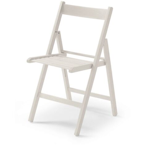 Rohweißer Klappstuhl aus Holz, 79 x 42,5 x 47,5 cm