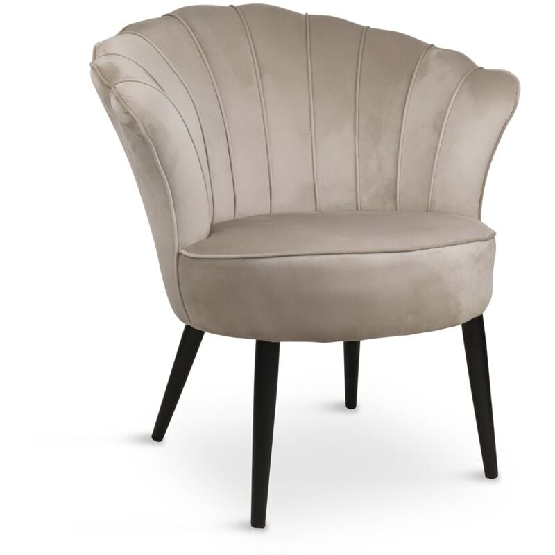 ROKIA - Fauteuil design en velours beige ROKIA