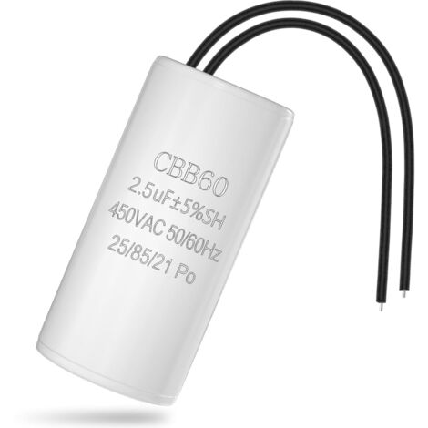Roleader – Condensateur CBB60 2.5uF 450V – Démarrage moteur CA 50/60Hz – Faibles pertes diélectriques – Haute capacité de surcharge
