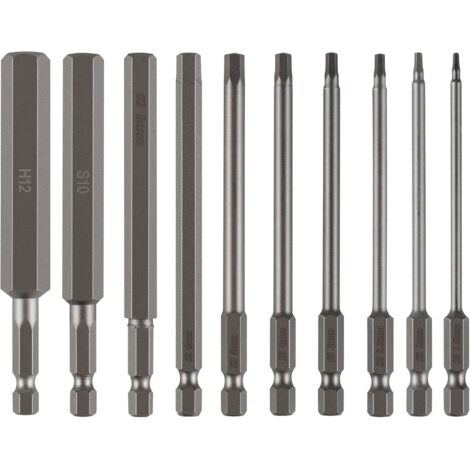 Roleader – Lot de 10 embouts Allen 100mm – Acier S2 – 6 pans 1,5-12mm – Embouts magnétiques pour vissage profond - 10pcs