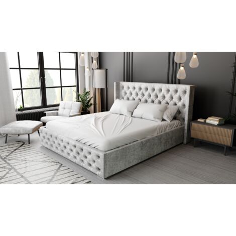 Rolia Polsterbett 160x200 mit Bettkasten - Modern Bett, Design, Polsterbett Grau (Paros 05)