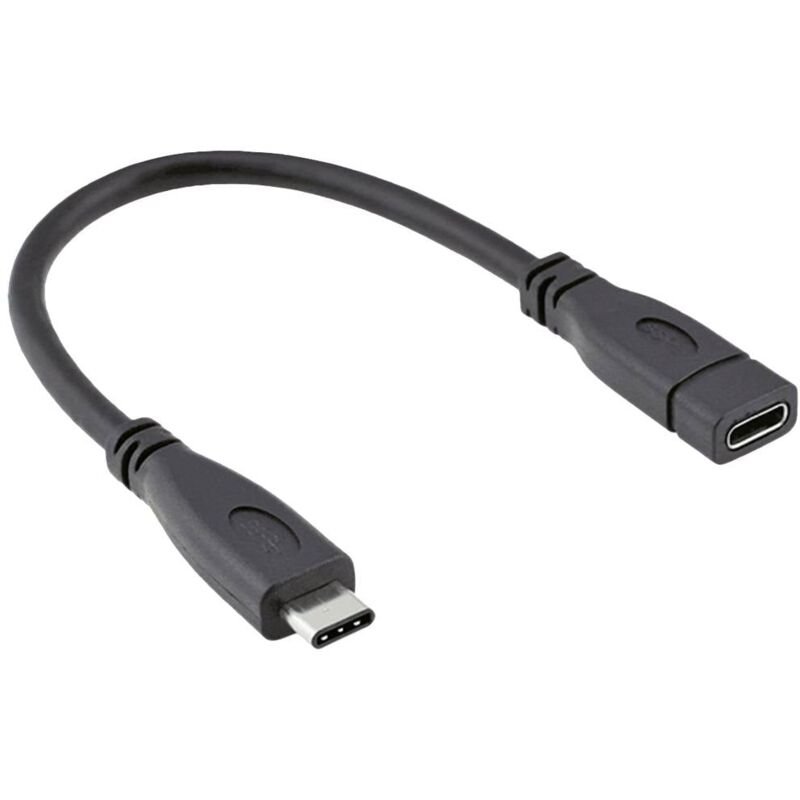 Câble usb usb 3.2 Gen2 (usb 3.1 Gen2) usb-c® mâle, usb-c® femelle 0.15 m noir blindé 11.02.9015 - Roline