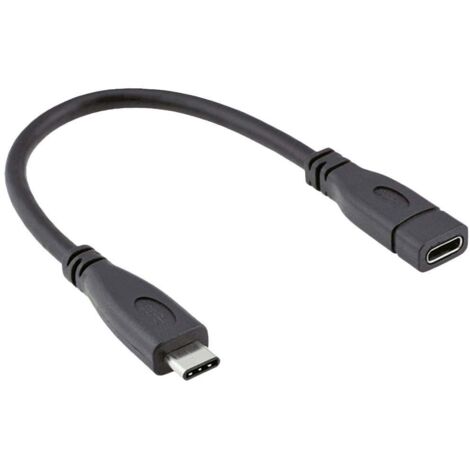 Roline Câble USB USB 3.2 Gen2 USB-C® mâle, USB-C® femelle 0.15 m noir blindé 11.02.9015