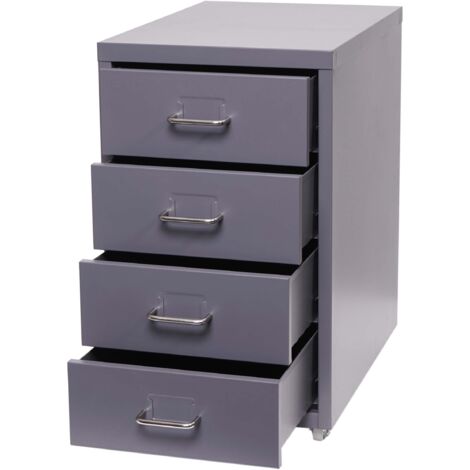 Roll container Boston T851, armario con cajones armario de acero para oficina, 48x28x41cm 4 cajones, gris oscuro