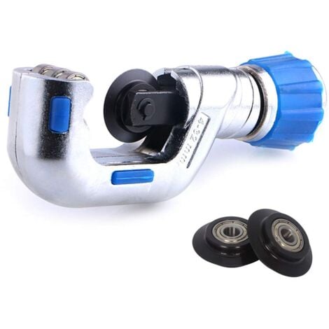 Roll Pipe Cutter 1/8"-1-1/4", Heavy Duty Stainless Steel Copper PVC Cutter with 2 Pipe Holder Cutting Blades (4-32mm)