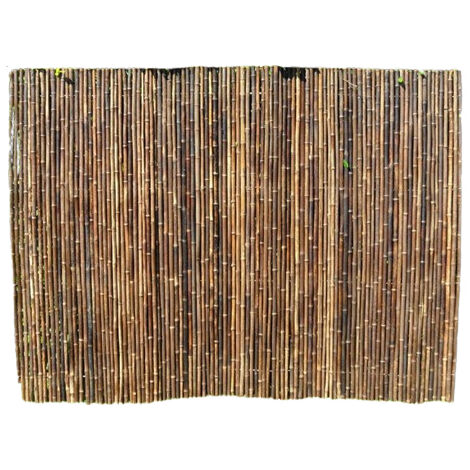 Roll Screen for Garden Fencing - Bamboo - L200 x W3 x H200 cm - Black