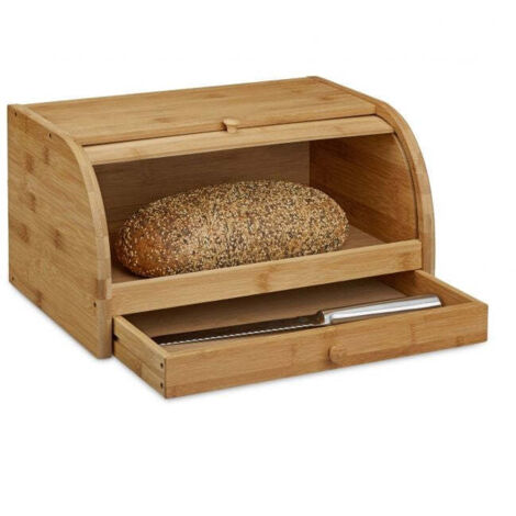 Rollbarer brotkorb mit schublade aus bambus 883