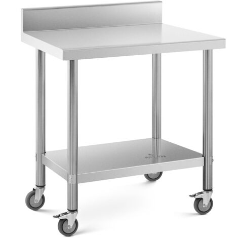 Rollbarer Edelstahl Arbeitstisch Edelstahltisch Aufkantung 60 x 80 cm 135 kg
