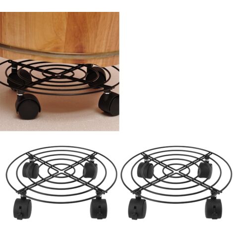 Rollbarer Pflanzenständer – Robuster Transportständer mit feststellbaren Rollen aus Eisen und PVC – 27 cm – 2er-Pack