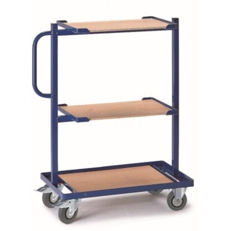 Rollcart Beistellwagen mit 3 offenen Stahl- Ladeflächen 620x410mm in starrer Ausführung