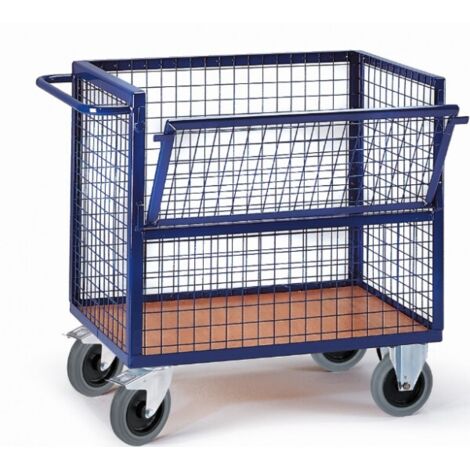 Rollcart Drahtkastenwagen halb geklappt und vergittert 975x675mm