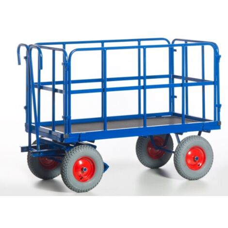 Rollcart Handpritschenwagen mit Rohrgitterwänden 1130x730x480mm Vollgummi