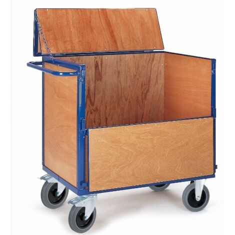 Rollcart Holzkastenwagen halb geklappt mit Deckel 965x665mm