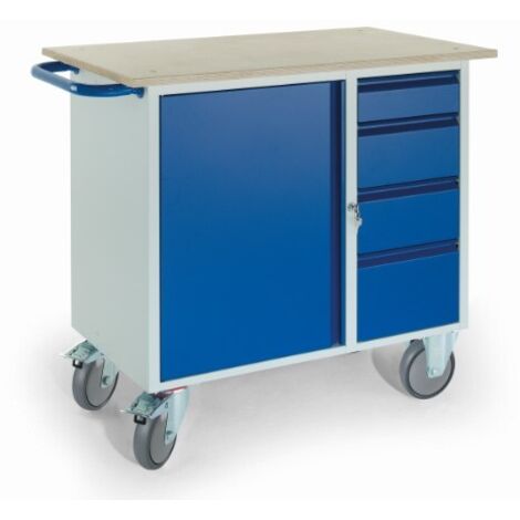 Rollcart Montagewagen mit 4 Schubladen und Stahlschrank